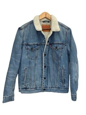 Levi's Type lii Sherpa Trucker Jacket Light Blue Denim Sherpa Lining Medium